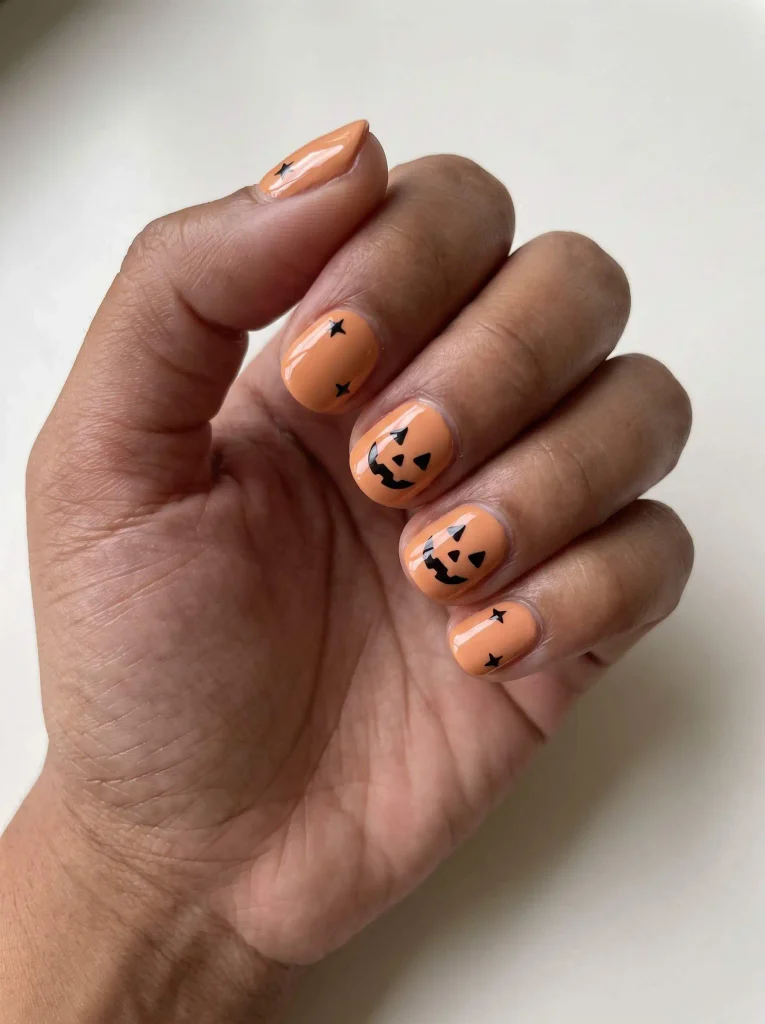 Jack-O-Lantern Halloween Nail Art