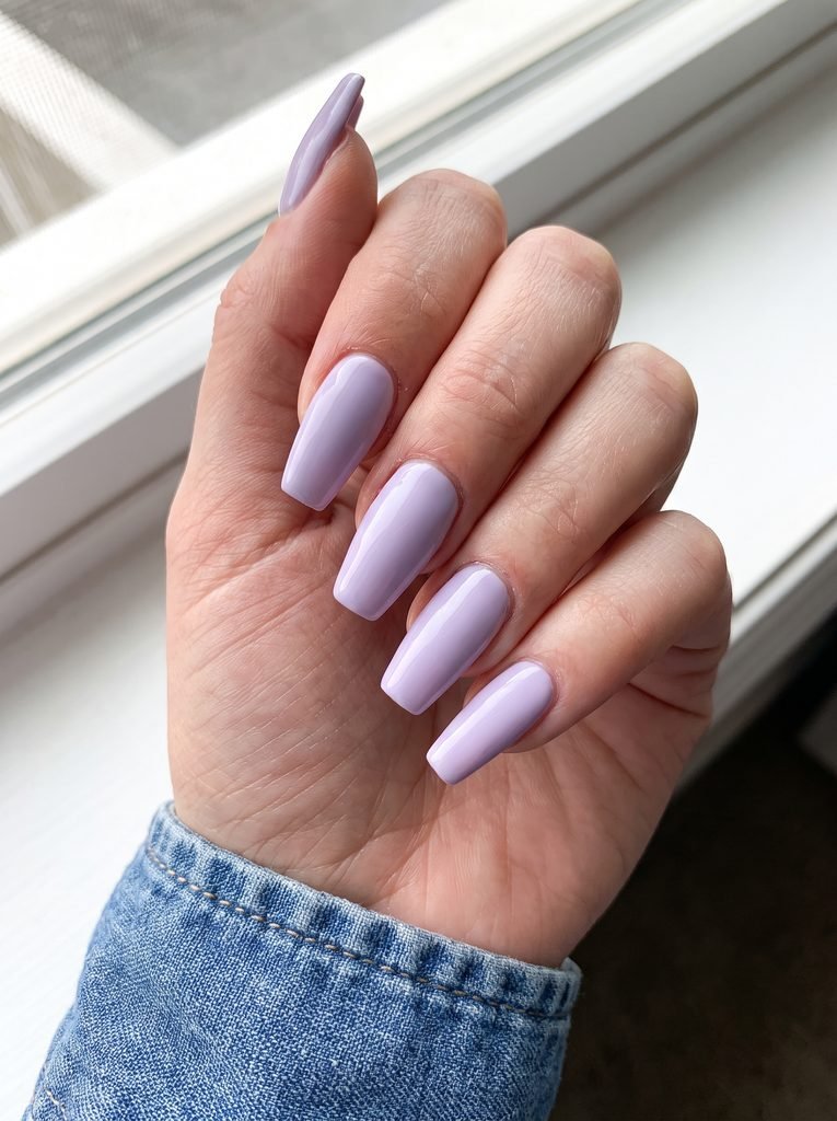 Lavender Purple Medium Coffin Nails