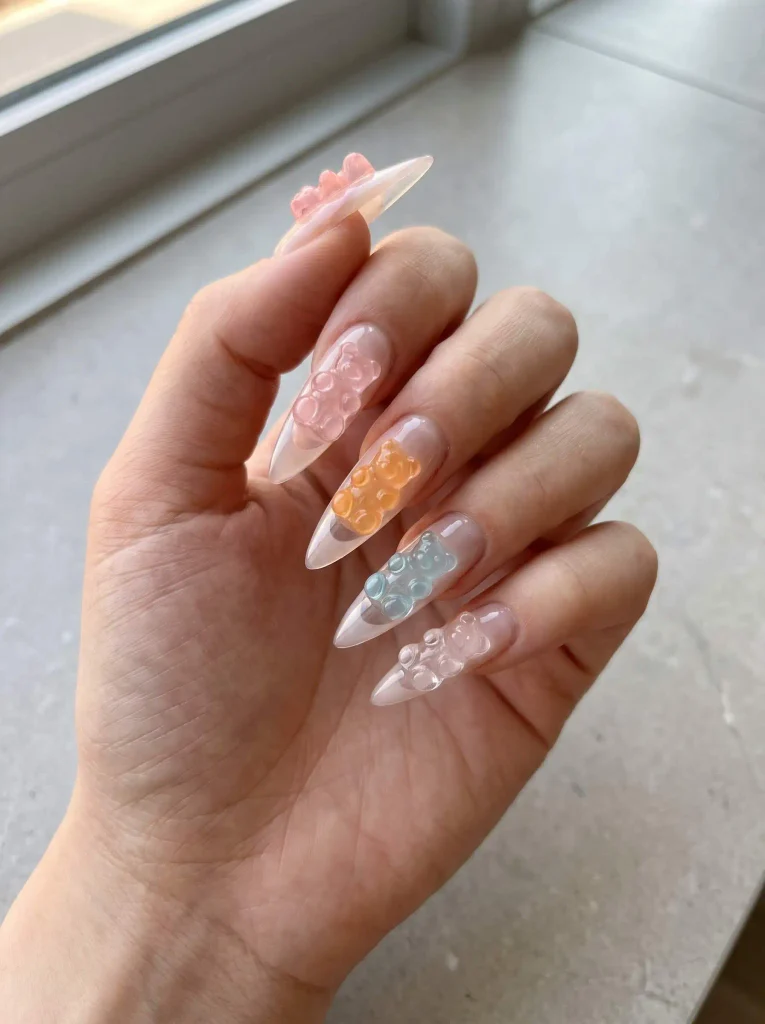 Long gummy bear nails