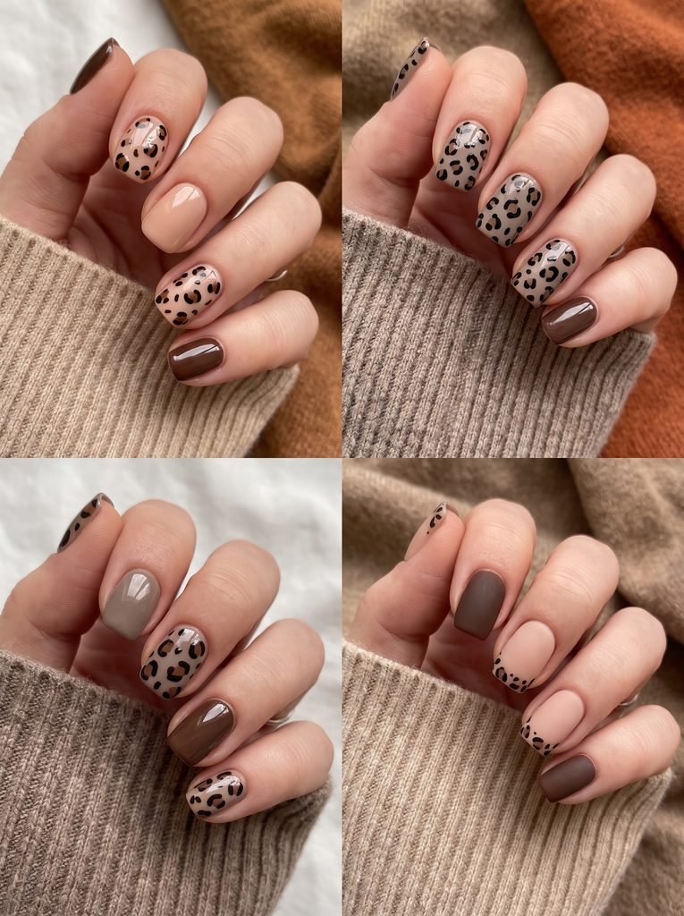 Luxury Leopard Short Fall Nails