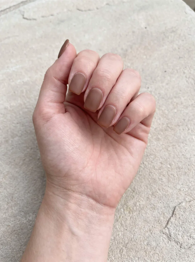 Matte Brown Short Square Gel X Nails