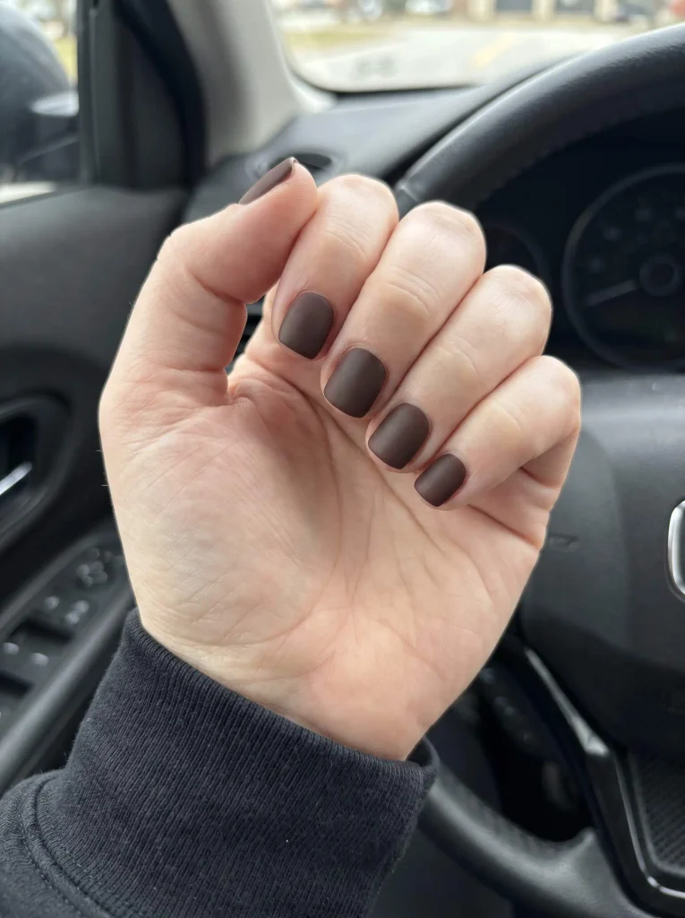 Matte Chocolate Short Nails