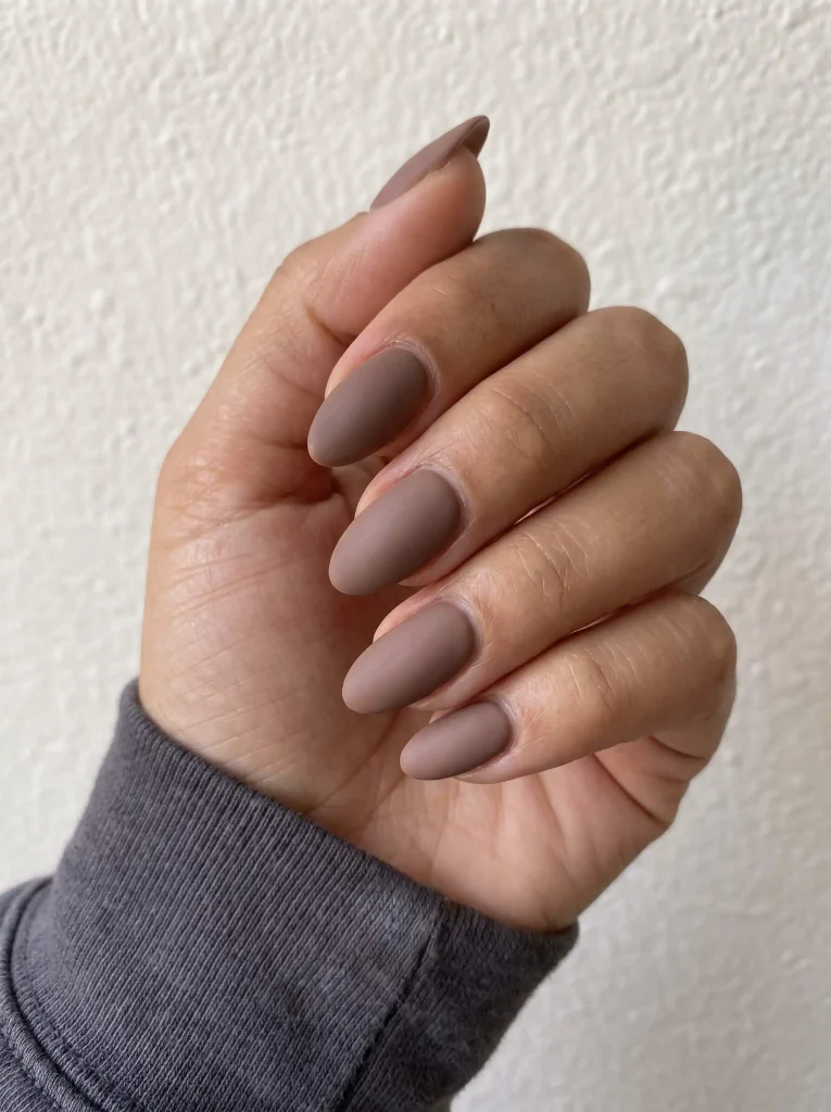 Matte Mocha Thanksgiving Almond Nails