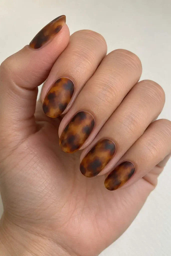 Matte tortoise shell nails