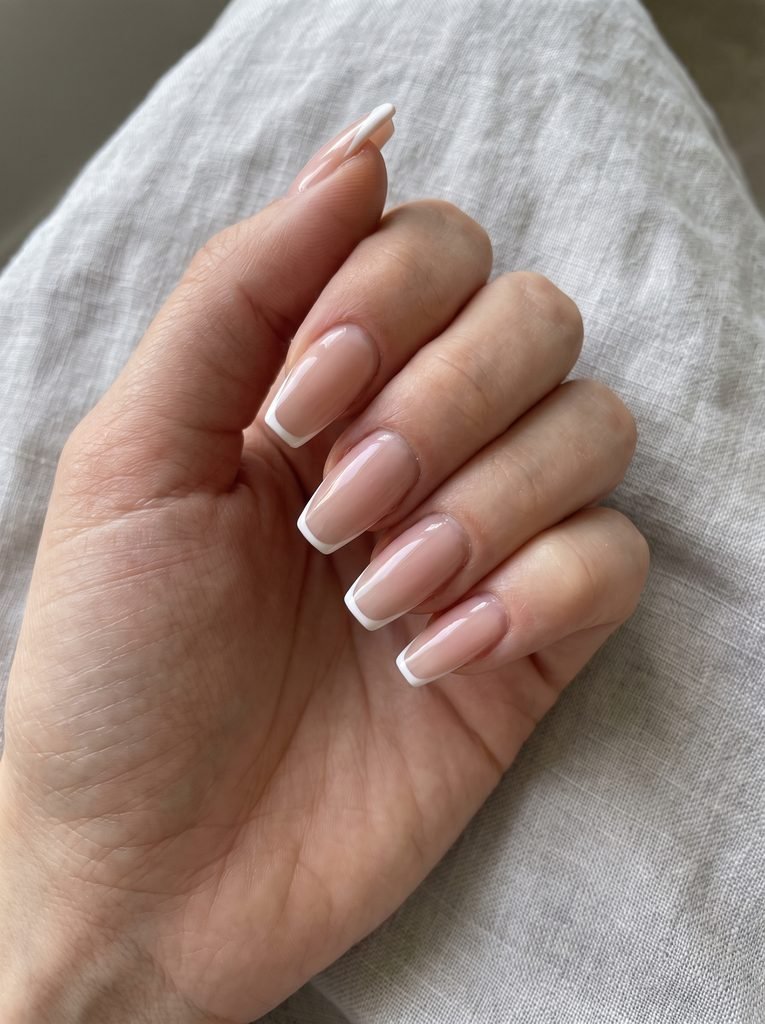 Medium Coffin French Tip Nails