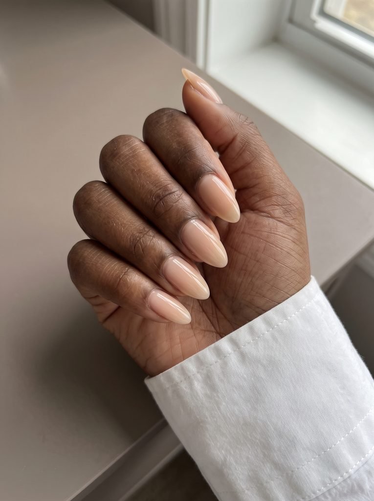 Milky Nude Natural Almond Nails