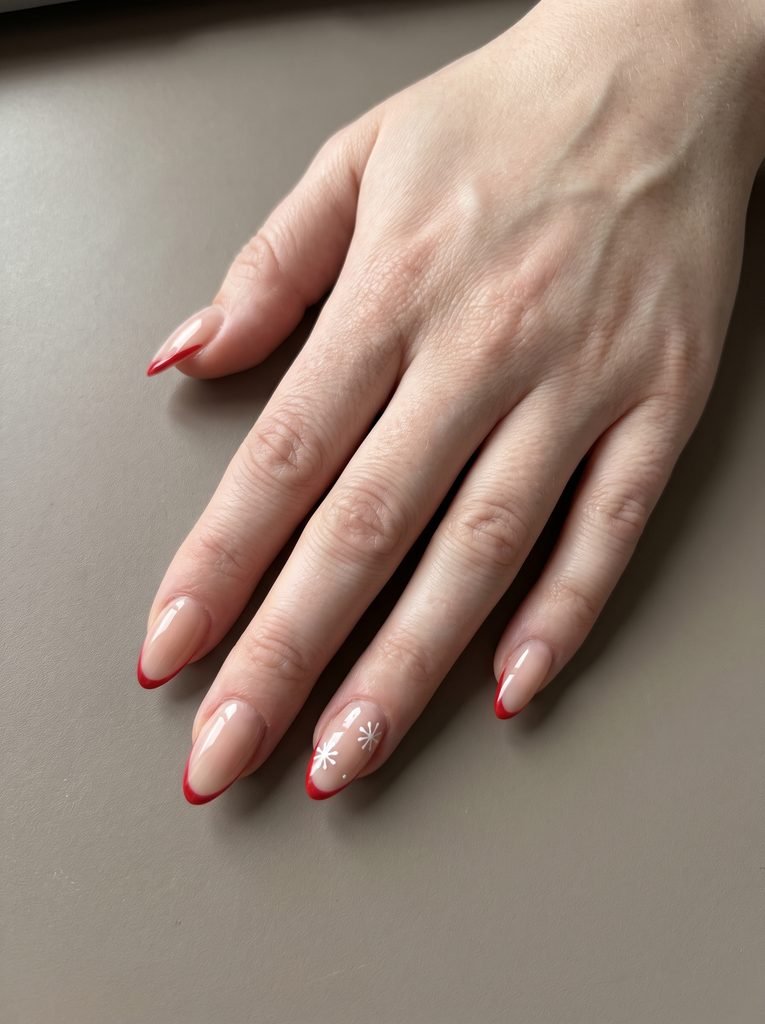 Minimal Christmas Gel X Almond Nails