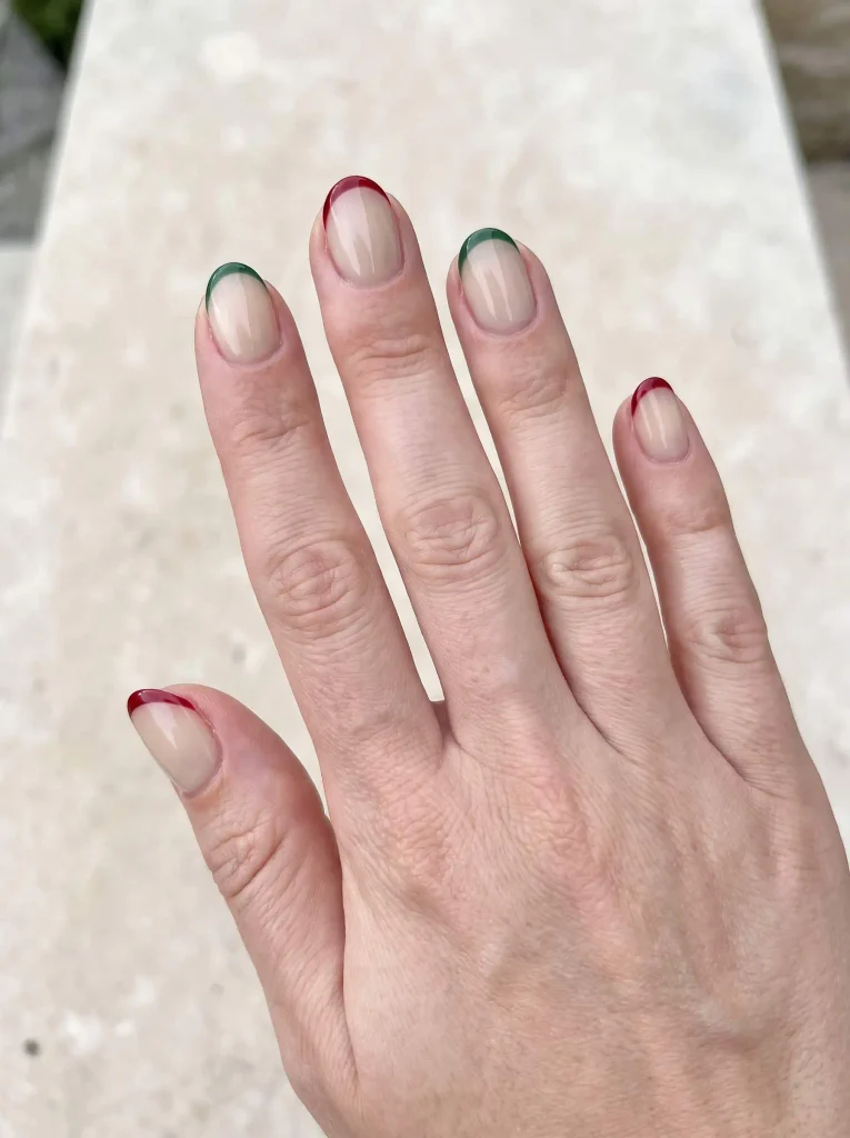 Minimal Christmas Micro French Nails
