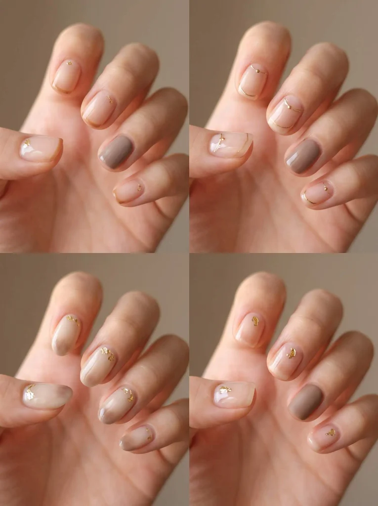 Minimal Gold Accent Transition Nails