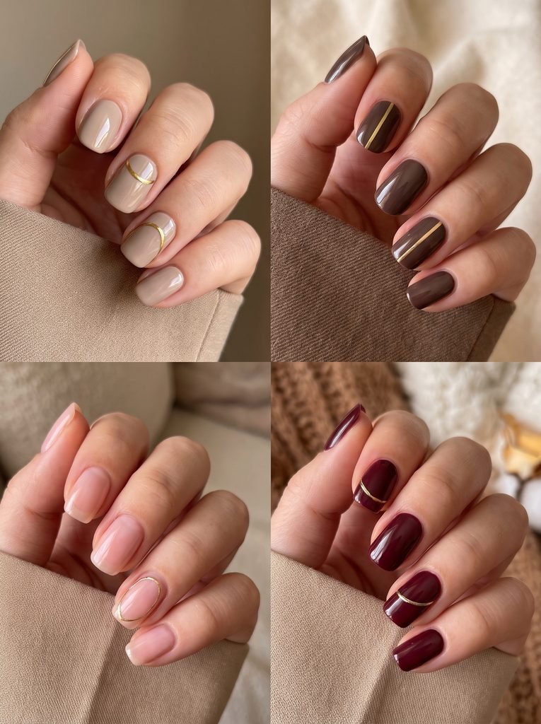 Minimal Gold Line Fall Nails