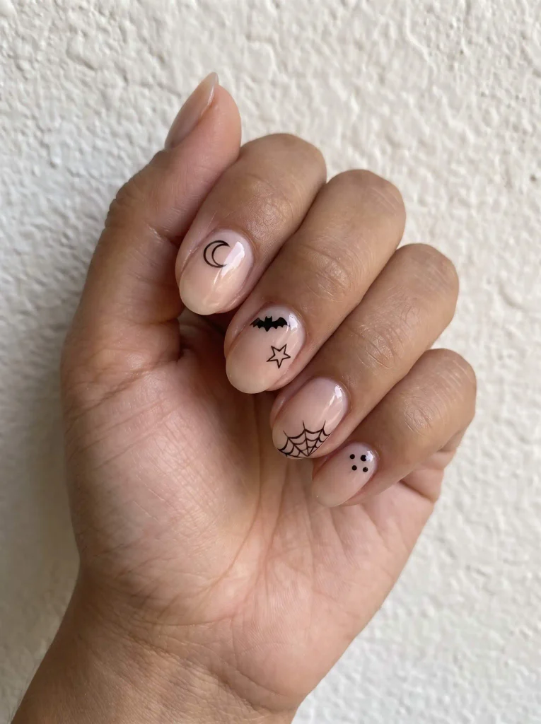Minimalist Black Halloween Nail Art