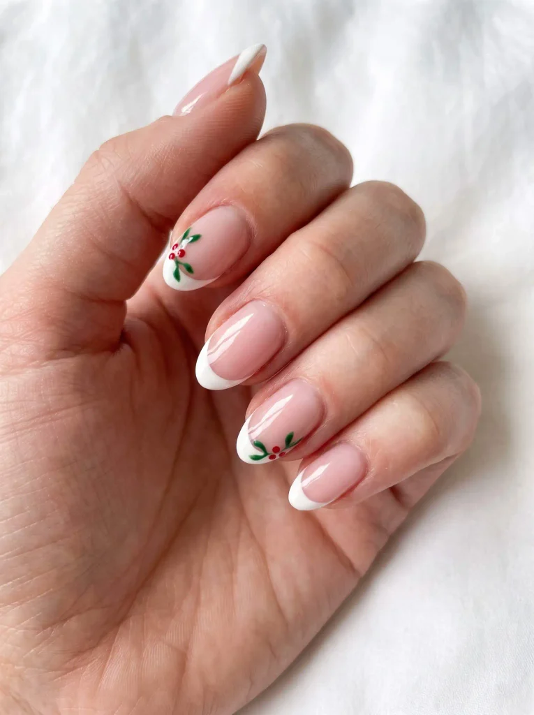 Mistletoe Christmas French Nails