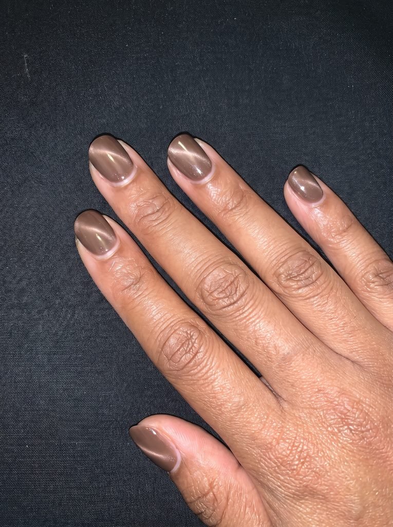 Mocha Cat Eye Short Nails