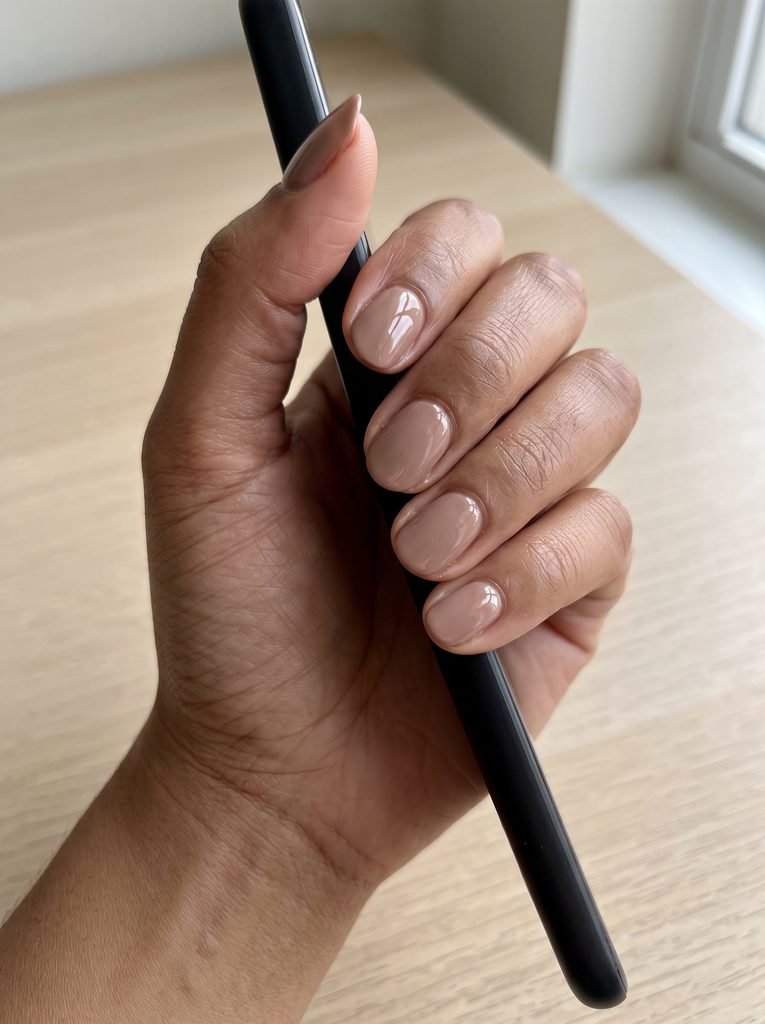 Mocha Nude Short Oval Nails