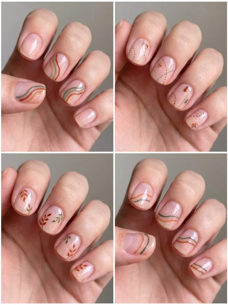 Natural Nails With Fall Lines