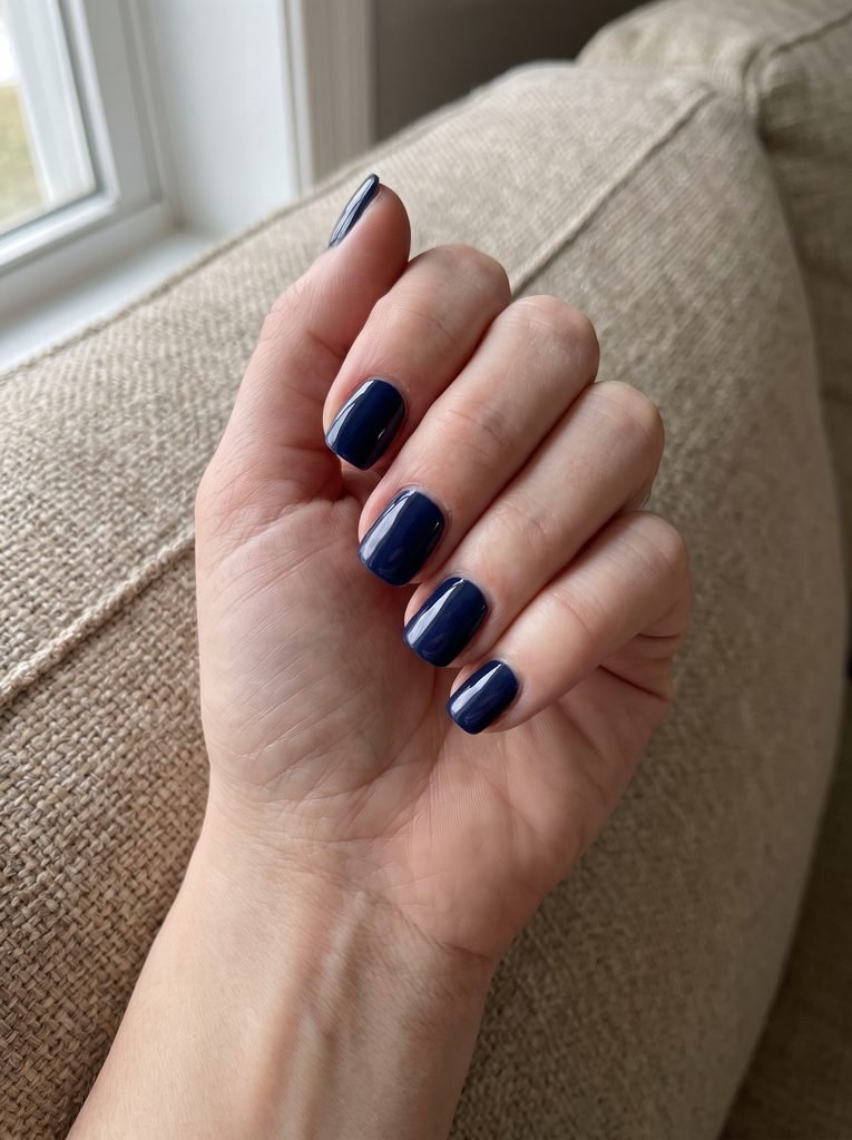 Navy Blue Short Fall Nails