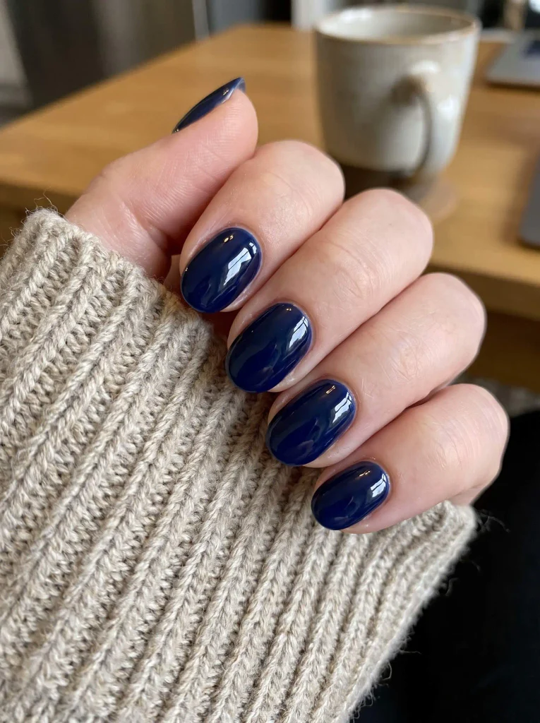Navy blue October gel nails