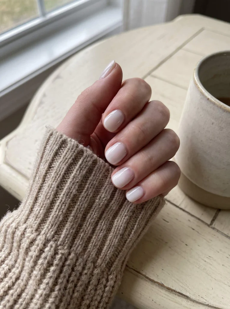 Neutral Milky White Nails