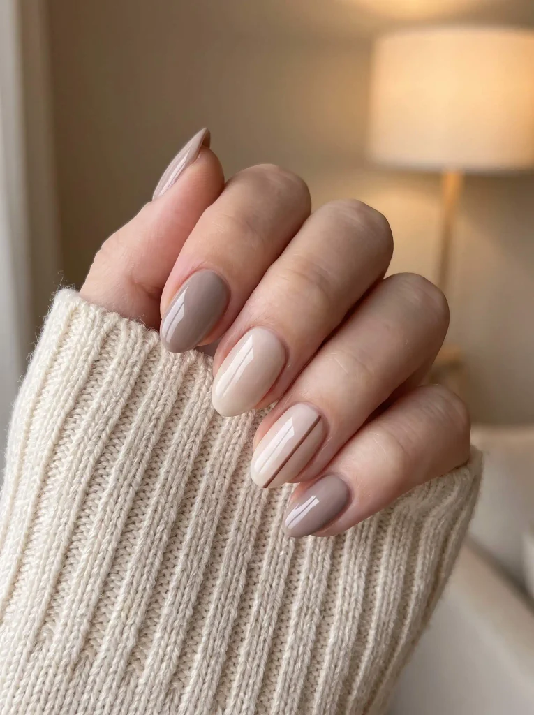 Neutral minimalist October nails