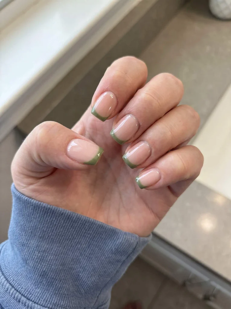 Olive French Tip Gel X Nails