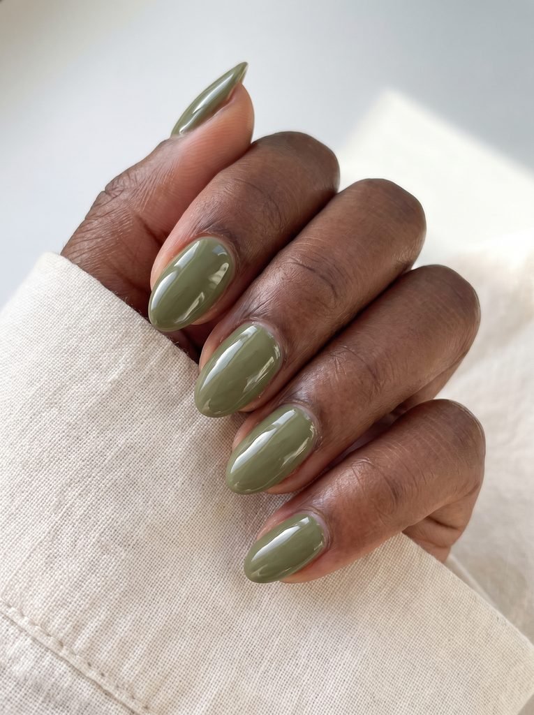 Olive Very Short Almond Nails