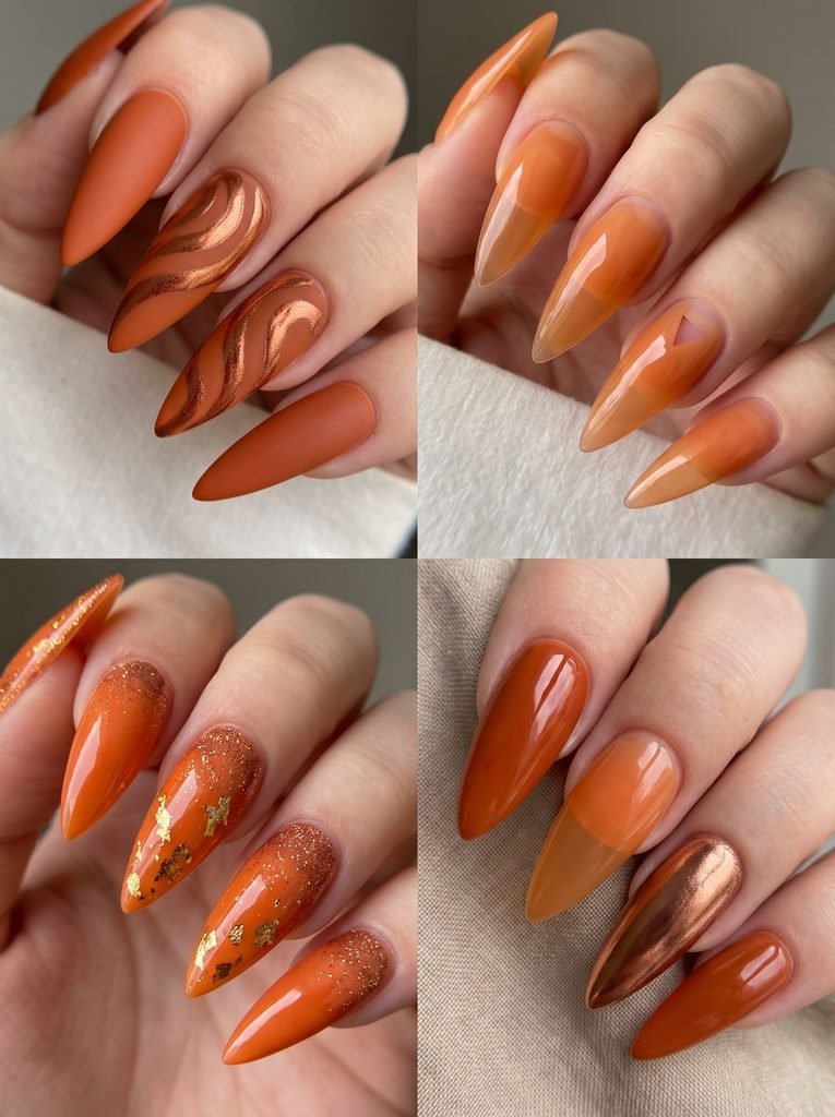 Orange Stiletto Nail Ideas