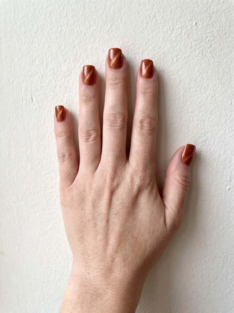 Orange cat eye Halloween nails