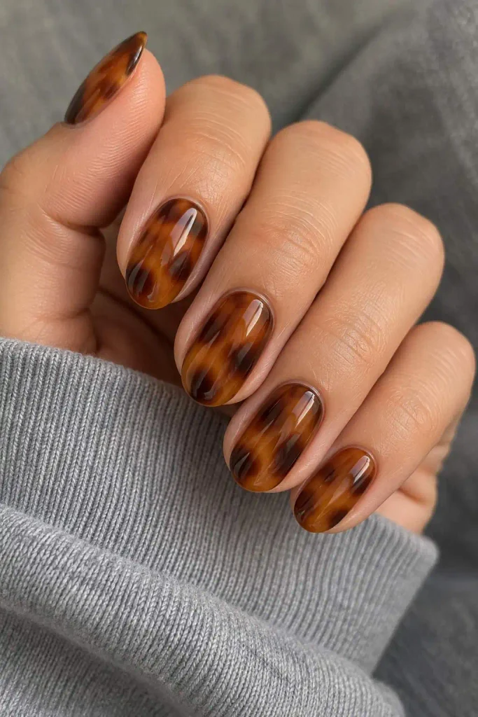 Oval tortoise shell nails