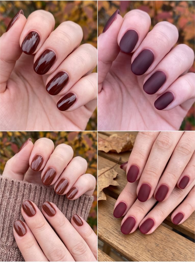 Oxblood Short Oval Fall Nails