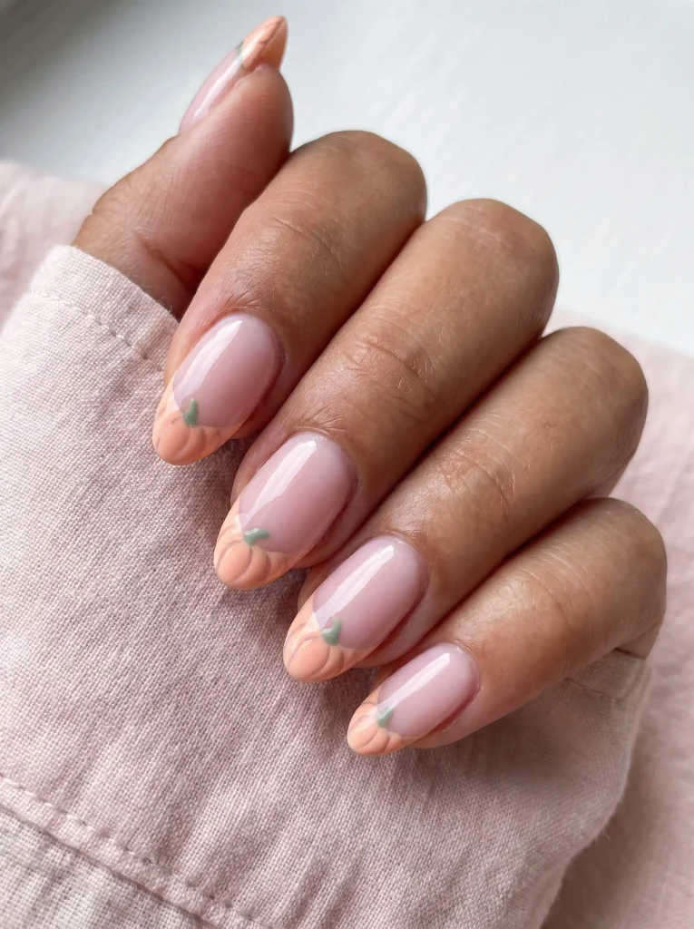 Pastel Pumpkin French Tip Halloween Nails