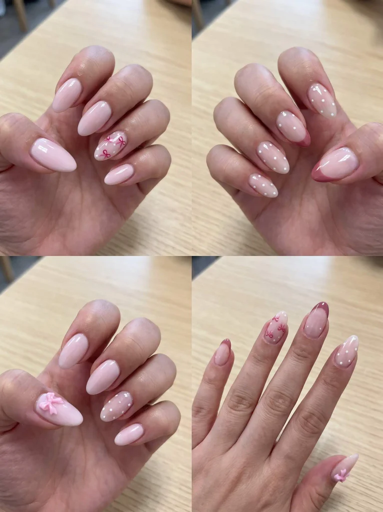 Pink Bow Back to School Nails