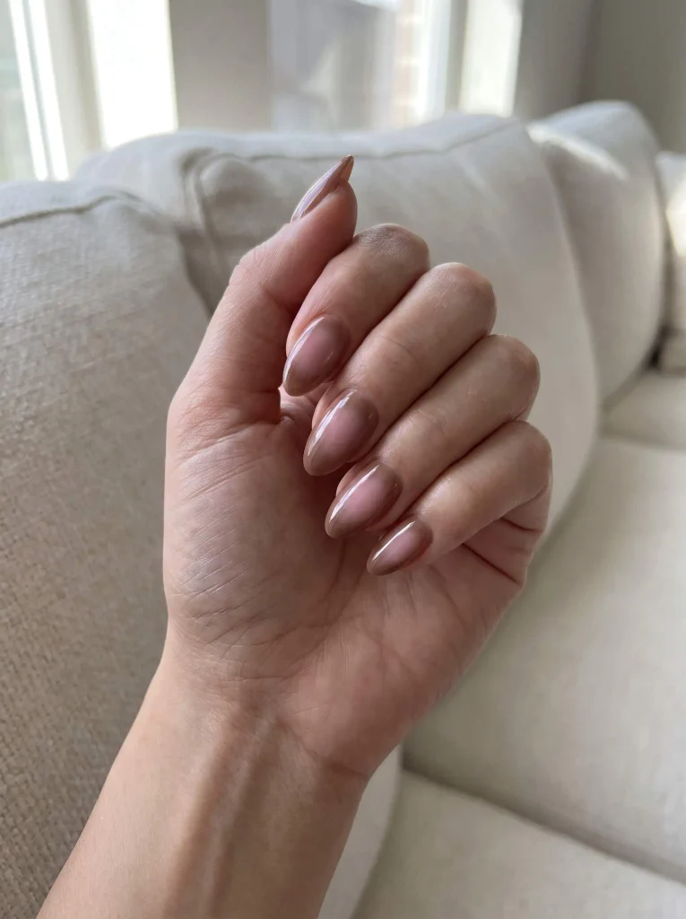 Pink Brown Aura Nails