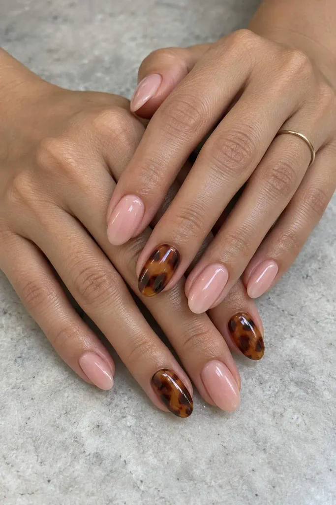 Pink tortoise shell nails