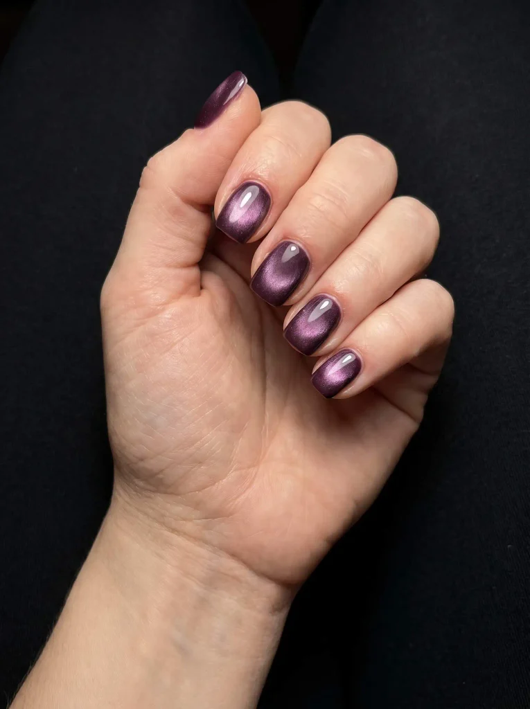 Plum Velvet Short Square Gel X Nails