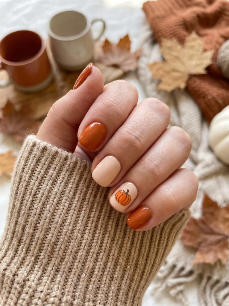 Pumpkin Accent November Nails