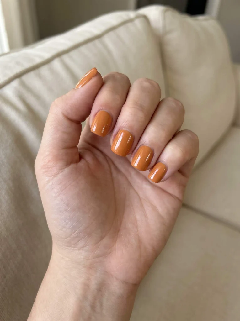Pumpkin Orange Short Square Gel X Nails