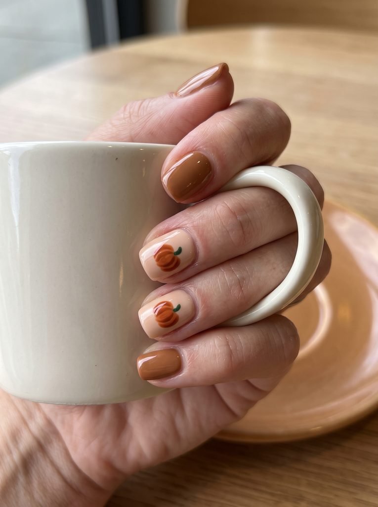 Pumpkin Short Fall Nail Art