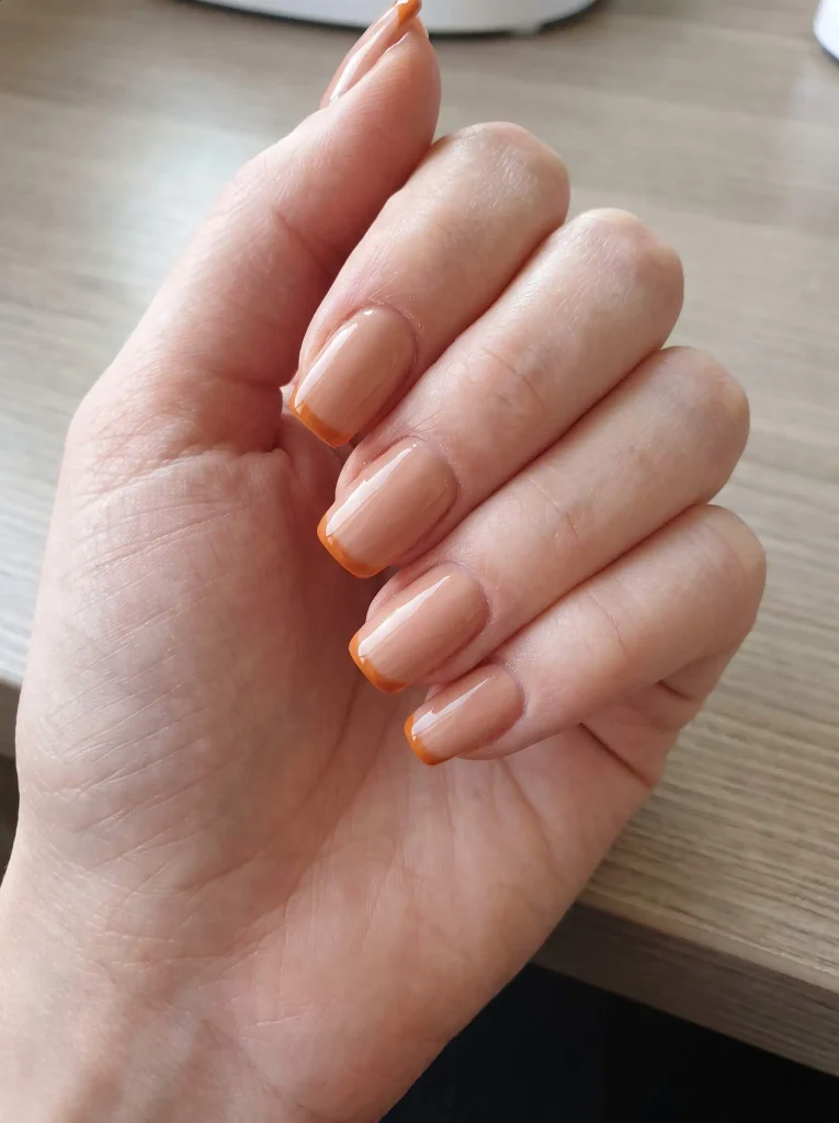 Pumpkin Spice French Tip Thanksgiving Nails