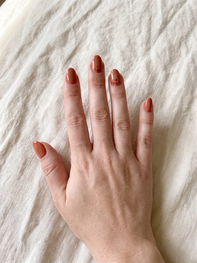 Pumpkin Spice Very Short Almond Nails