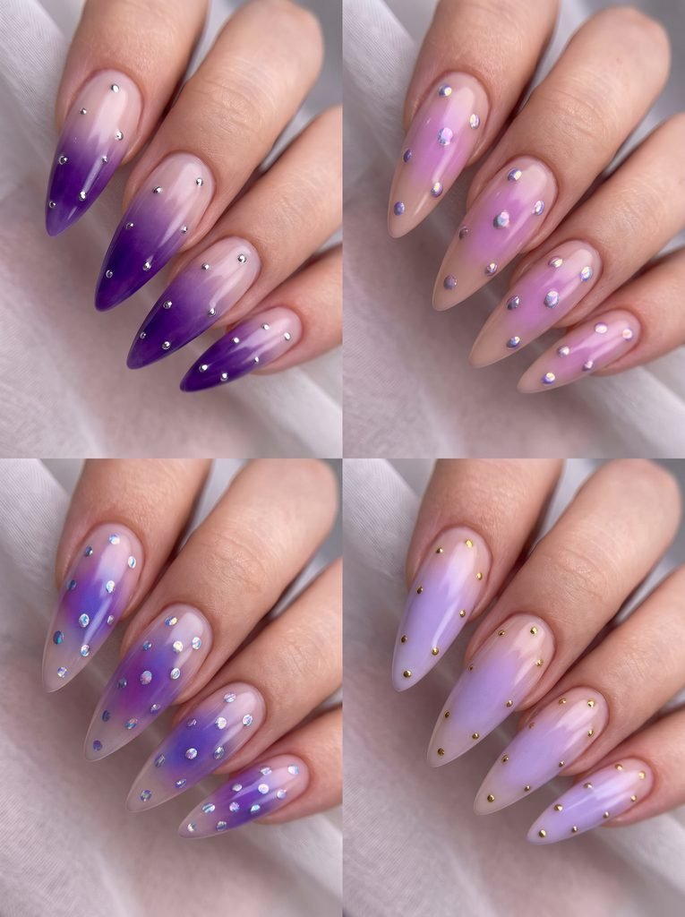 Purple Aura Stiletto Nails