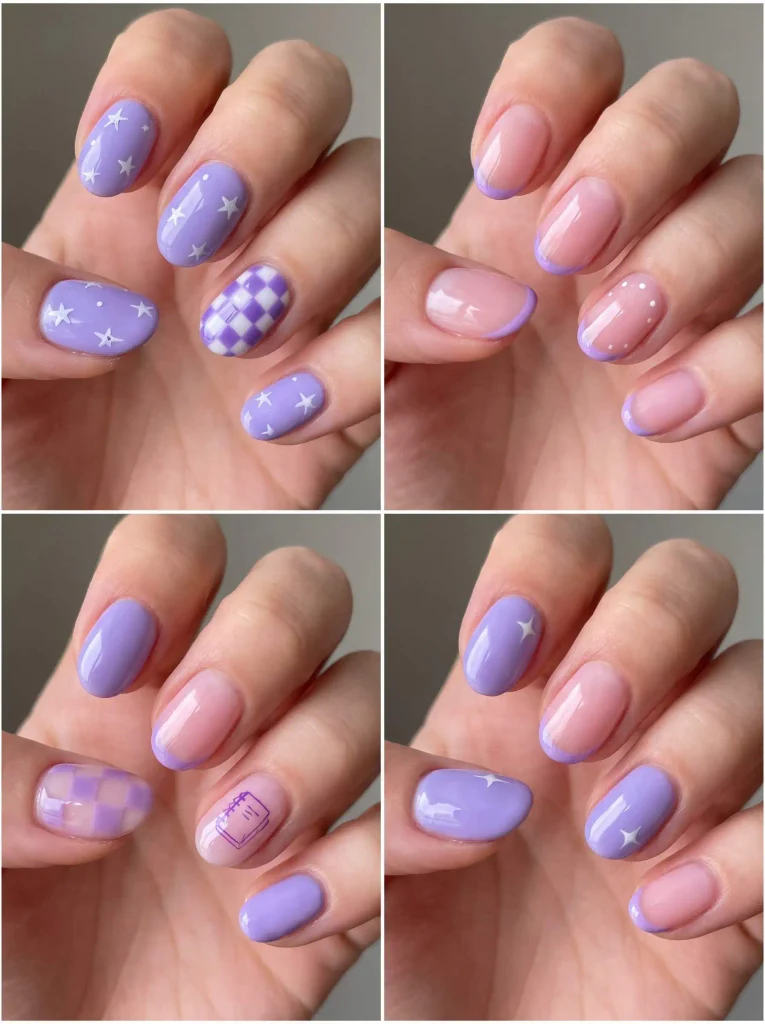 Purple Back to School Nail Designs