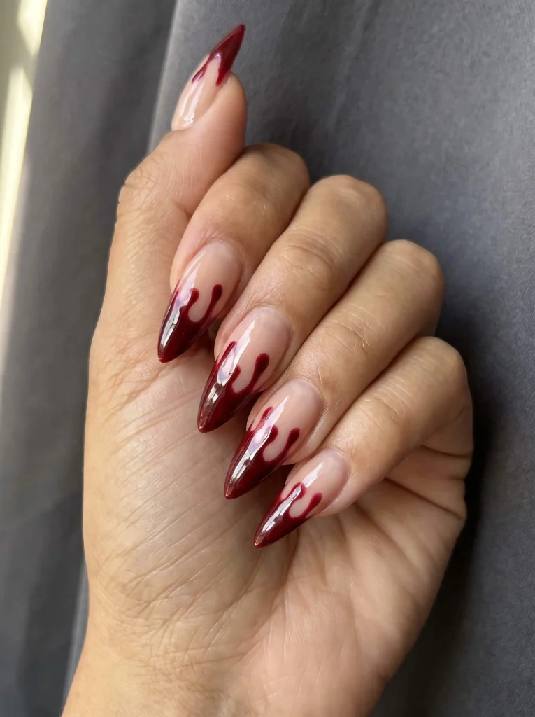 Red Blood Drip Stiletto Halloween Nails