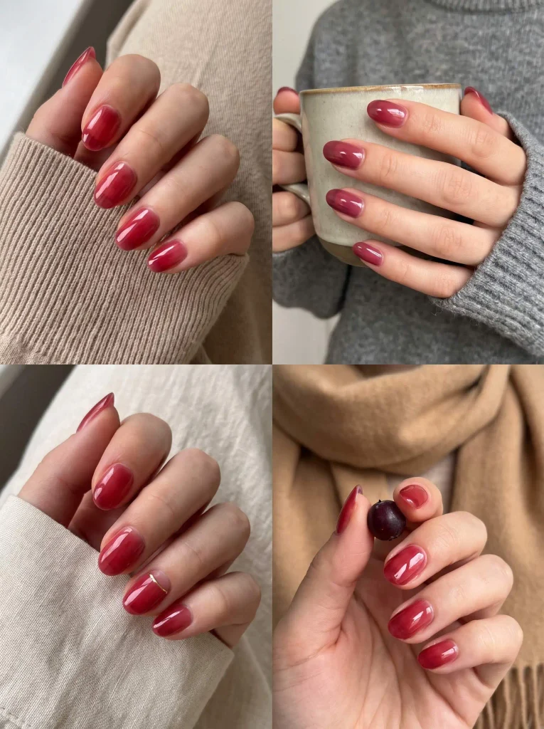 Red Sheer Early Fall Nails