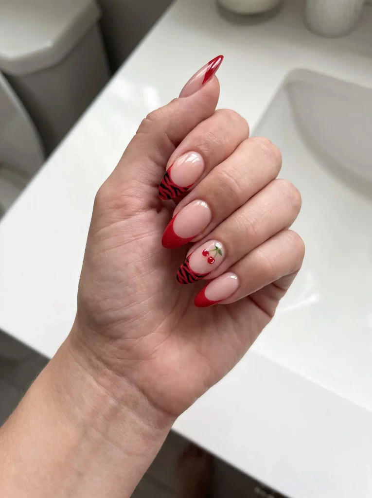 Red Zebra Cherry French Tips