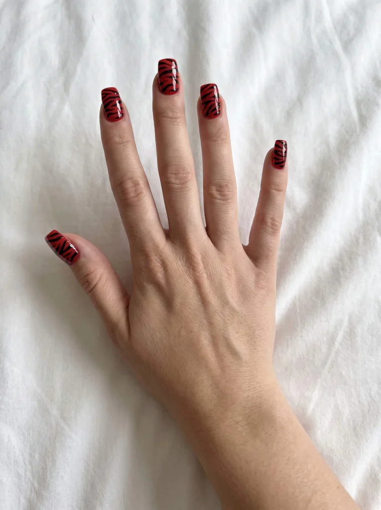 Red Zebra Gel X Nails