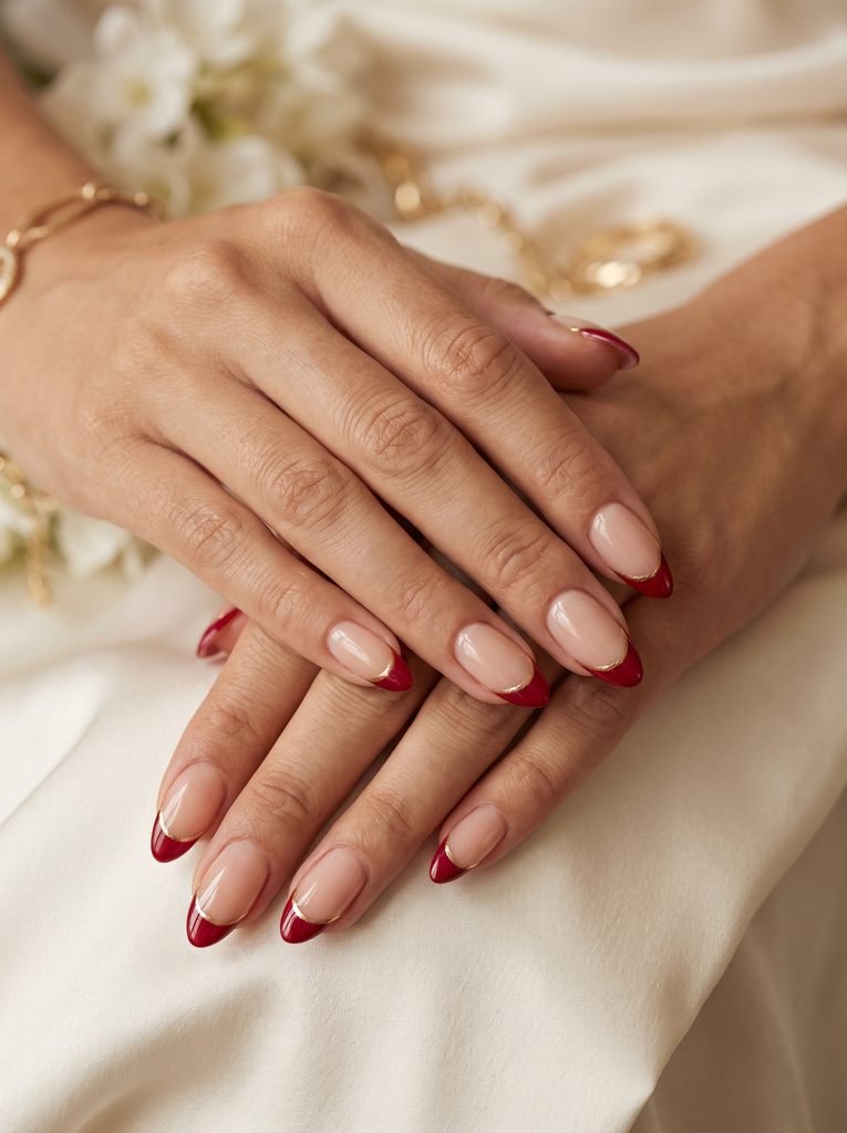 Red and Gold Bridal Nail Designs