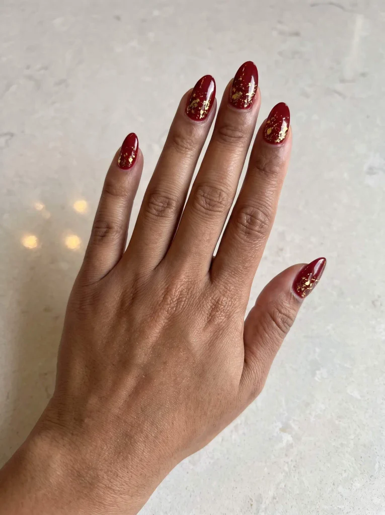 Red and Gold Christmas Nails
