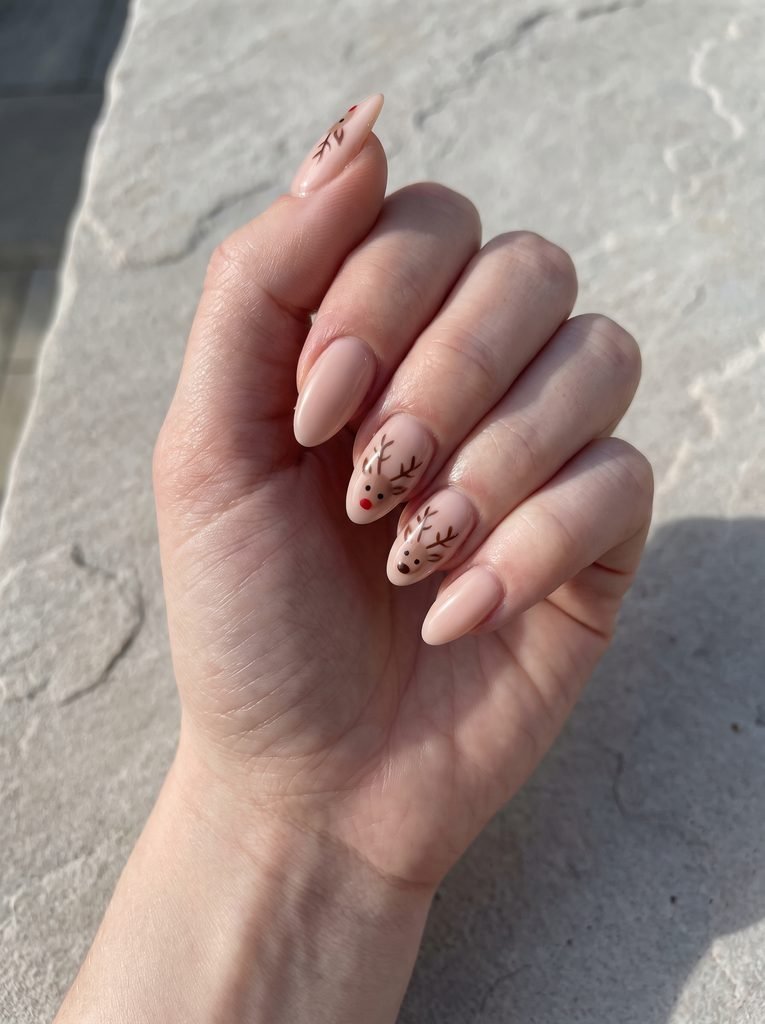 Reindeer Almond Gel X Nails