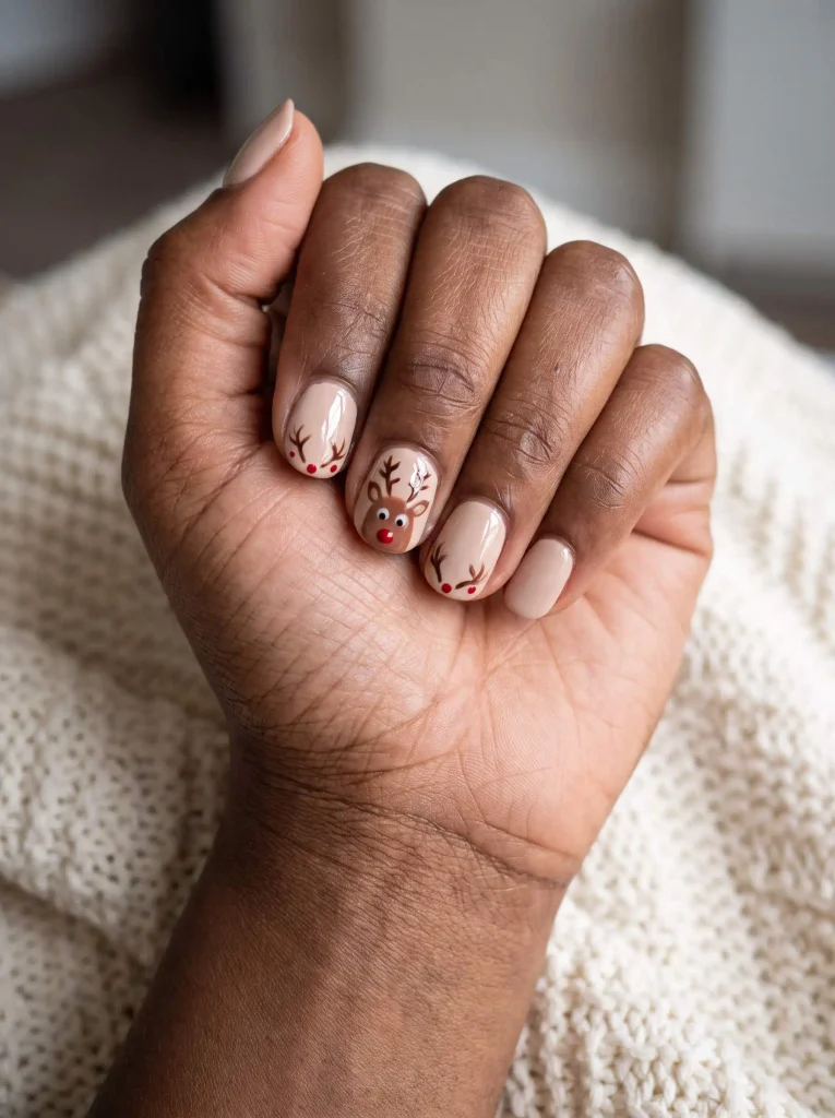 Reindeer Christmas Nail Art