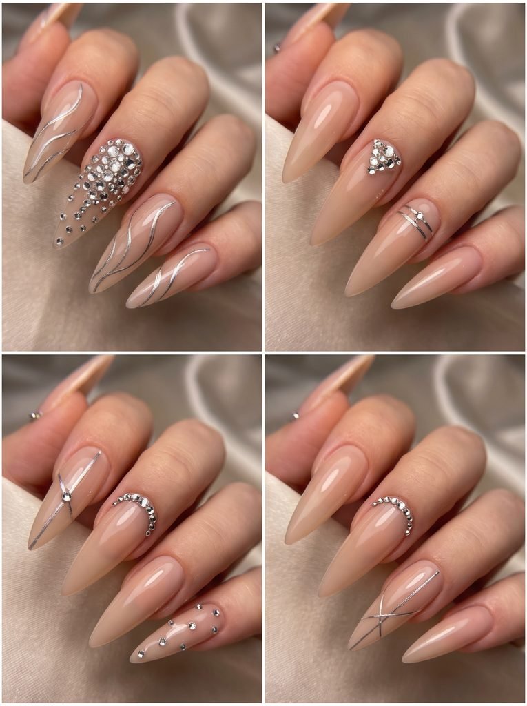 Rhinestone Stiletto Nail Designs